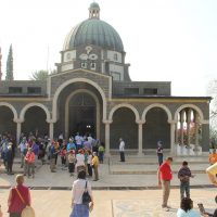 Walking in front of the Mount of Beatitudes