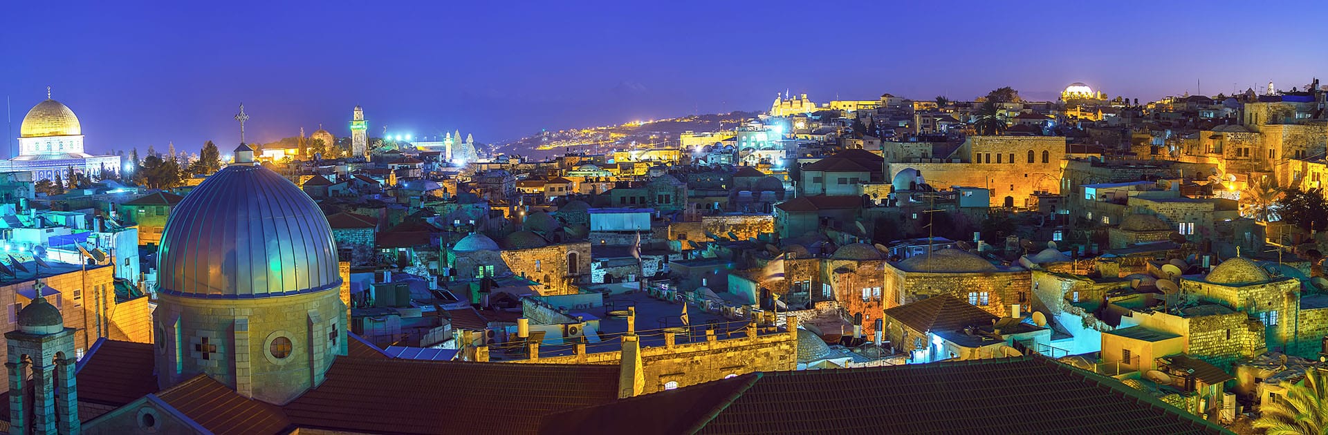 Night view of the Christian Quarter in the Old City of Jerusalem