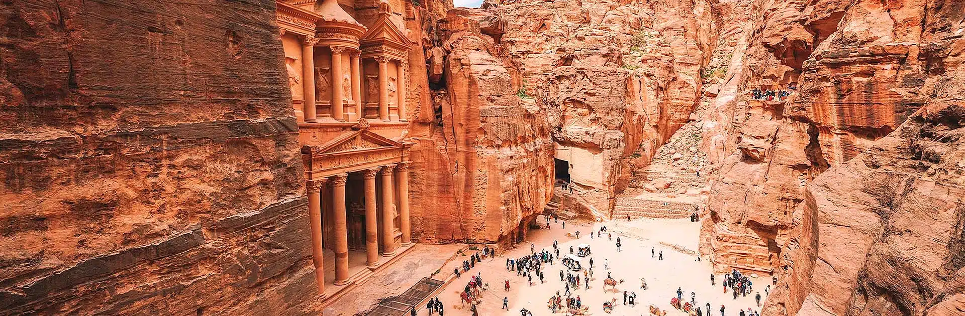 People walking at the entrance to Petra, Jordan