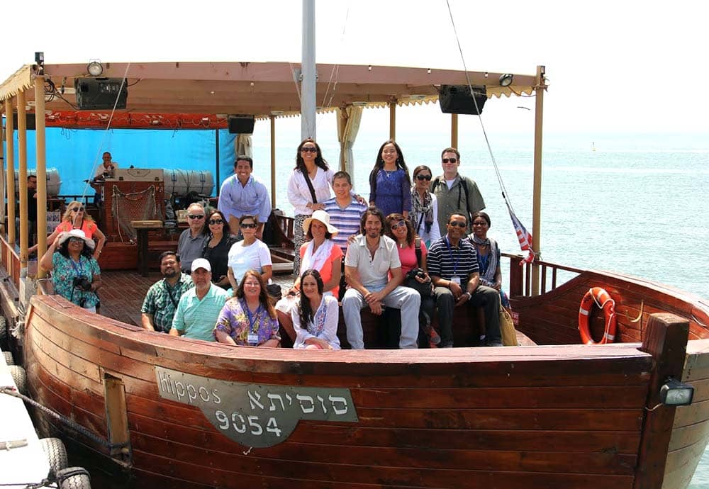 Smiling on a Dead Sea boat ride